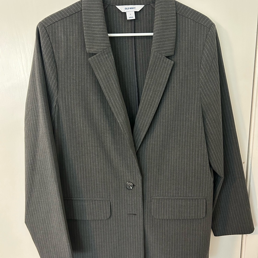 Old Navy Women's Charcoal Pinstripe Blazer